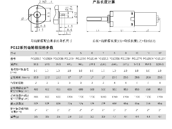 PG12係列行星齒輪電機